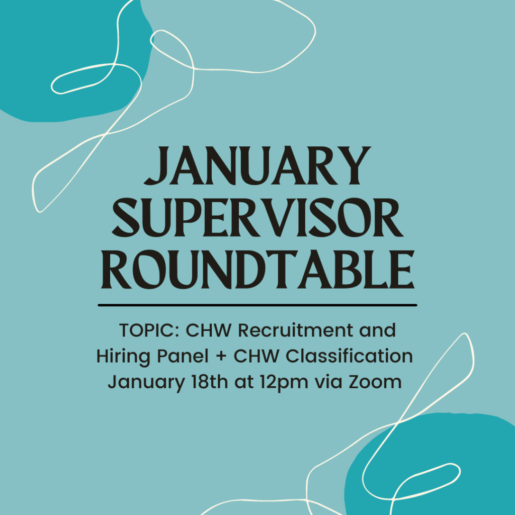 January Supervisor Roundtable Tuesday January 18th At 12 Pm CHW